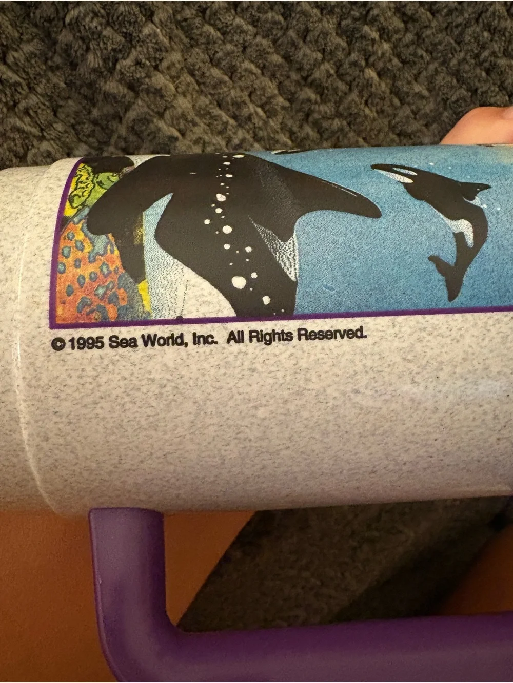 Vintage 1995 Sea World Park Souvenir Cup Shamu Orca Whale Tumbler Sip Straw 90s
